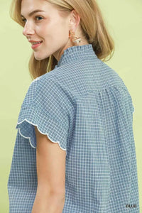 Umgee Embroidered Print Scallop Sleeve Button Front Blouse 100100490251659 51 Affordable Fashion Under $100 Jerry's Apparel 
