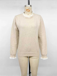 Elegant Lace Trim Round Neck Sweater 100100201428003 44 Affordable Fashion Under $100 Jerry's Apparel 