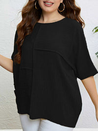 Plus Size Relaxed Fit Textured Half Sleeve T-Shirt 100100875725942 35 Affordable Fashion Under $100 Jerry's Apparel 