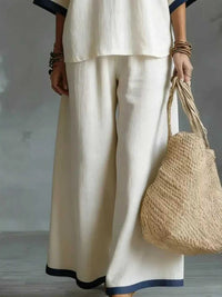 Full Size Contrast Trim V-Neck Top and Pants Set Plus Size 101001935032552 40 Affordable Fashion Under $100 Jerry's Apparel 