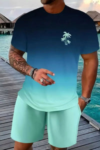 Men's Full Size Tropical Print Casual Tee and Shorts Set Plus Size 100400212855863 30 Affordable Fashion Under $100 Jerry's Apparel 