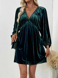 Ruched V-Neck Balloon Sleeve Dress 100100977231400 48 Affordable Fashion Under $100 Jerry's Apparel 