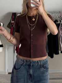 Short-Sleeve Button-Up Cardigan 100100971703362 41 Affordable Fashion Under $100 Jerry's Apparel 