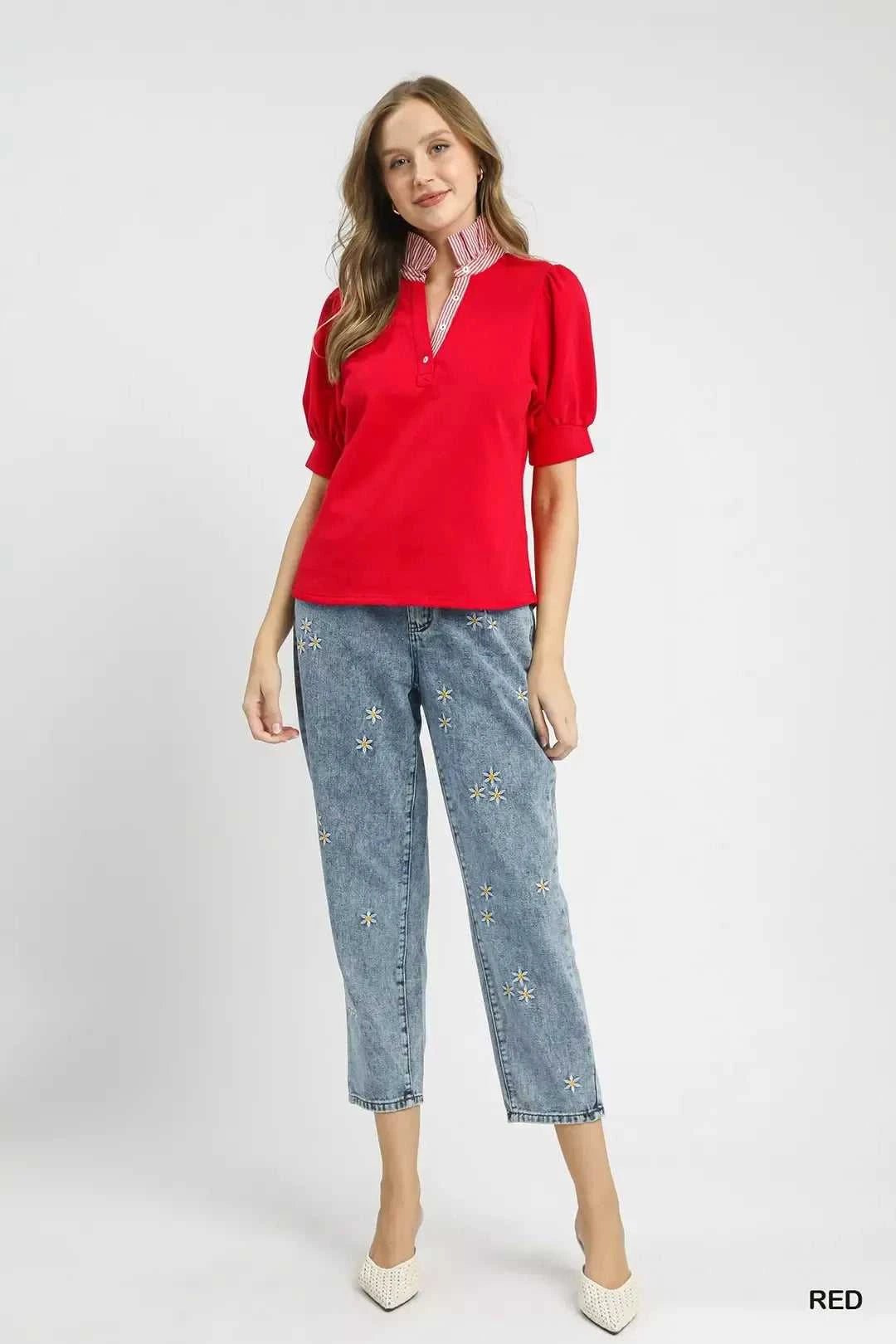 Umgee Striped Collar Popover Top 100100378011105 45 Affordable Fashion Under $100 Jerry's Apparel 