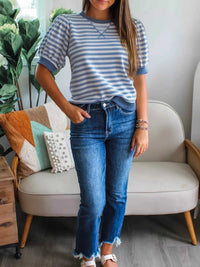 Stripe Short Bubble Sleeve T Shirt 100100135720202 29 Affordable Fashion Under $100 Jerry's Apparel 