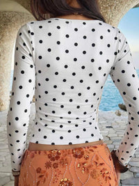 Polka Dot Square Neck Long Sleeve T-Shirt 100100924051658 25 Affordable Fashion Under $100 Jerry's Apparel 