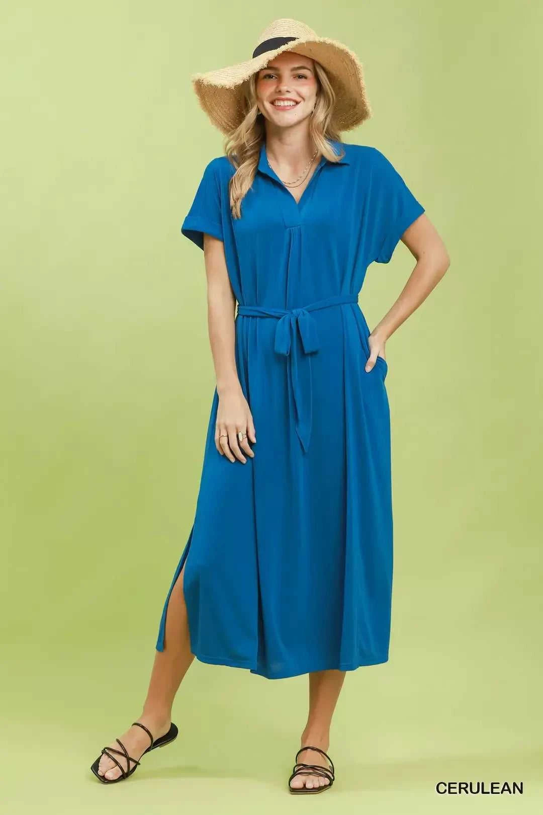 Umgee Collared Belted Midi Dress 100100420831123 57 Affordable Fashion Under $100 Jerry's Apparel 