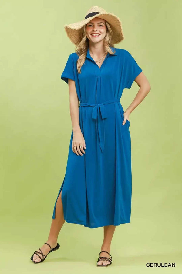 Umgee Collared Belted Midi Dress 100100420831123 57 Affordable Fashion Under $100 Jerry's Apparel 