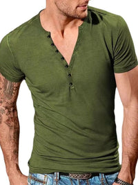 Men's Full Size Button Detail Short Sleeve Top Plus Size