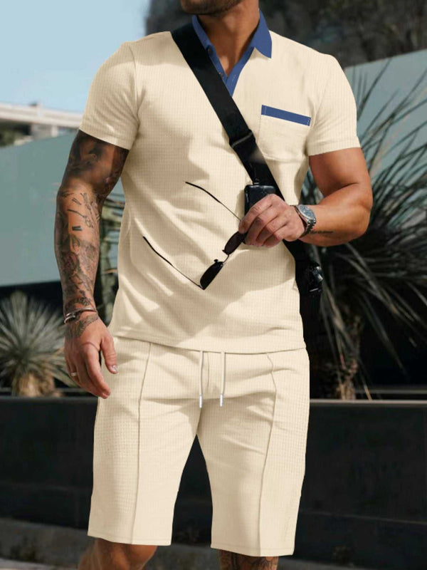 Men's Full Size Casual Short Sleeve Polo & Shorts Set Plus Size