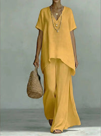 Full Size V-Neck Top and Wide-Leg Pants Set Plus Size 100100663551339 44 Affordable Fashion Under $100 Jerry's Apparel 