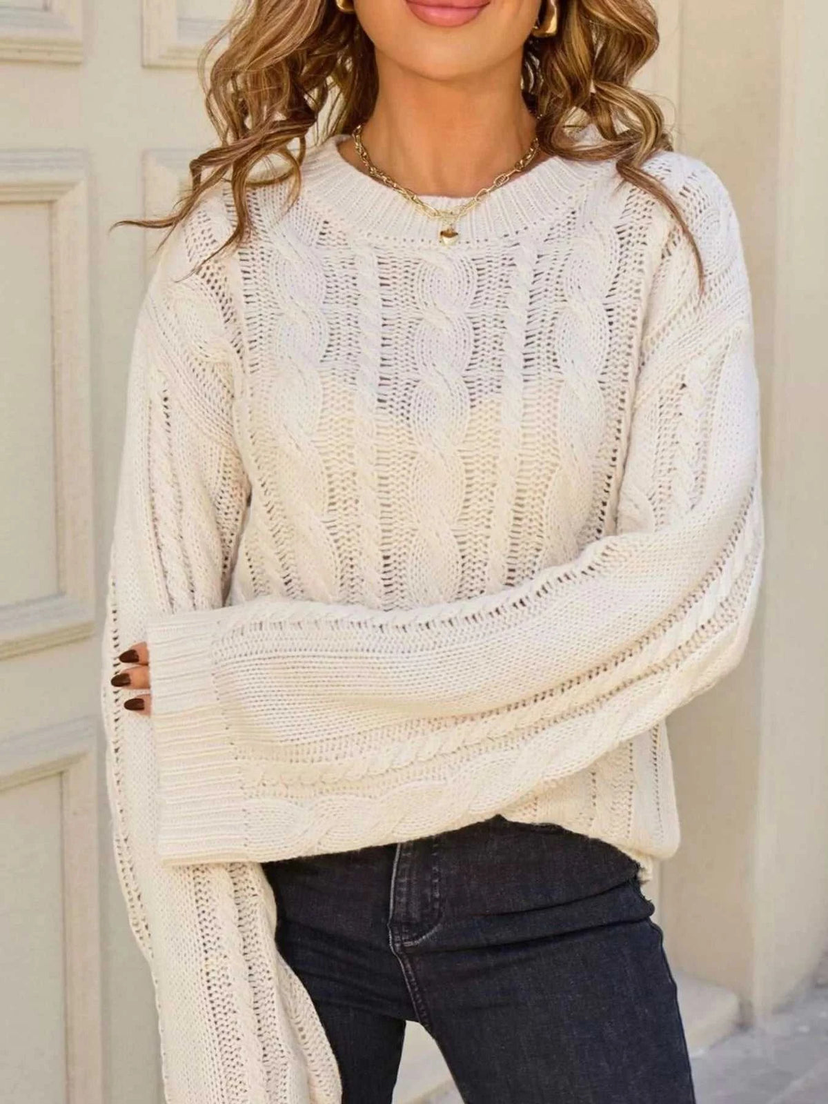 Cable Knit Long Sleeve Sweater 100100664831062 46 Affordable Fashion Under $100 Jerry's Apparel 