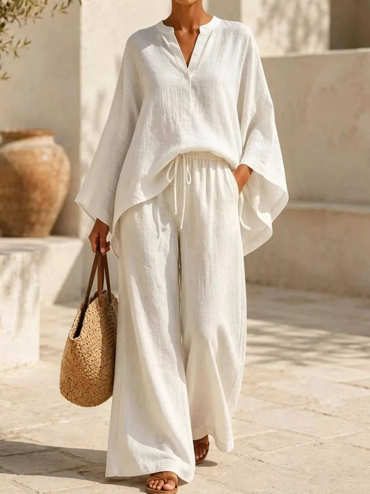 Full Size Loose Fit Top and Wide-Leg Pants Set Plus Size 101001296470286 42 Affordable Fashion Under $100 Jerry's Apparel 