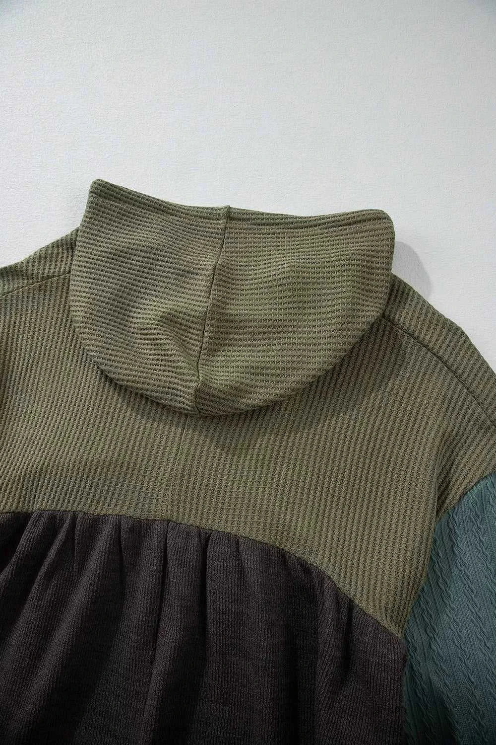 Color Block Waffle Knit Raw Hem Hoodie 100100959651354 43 Affordable Fashion Under $100 Jerry's Apparel 