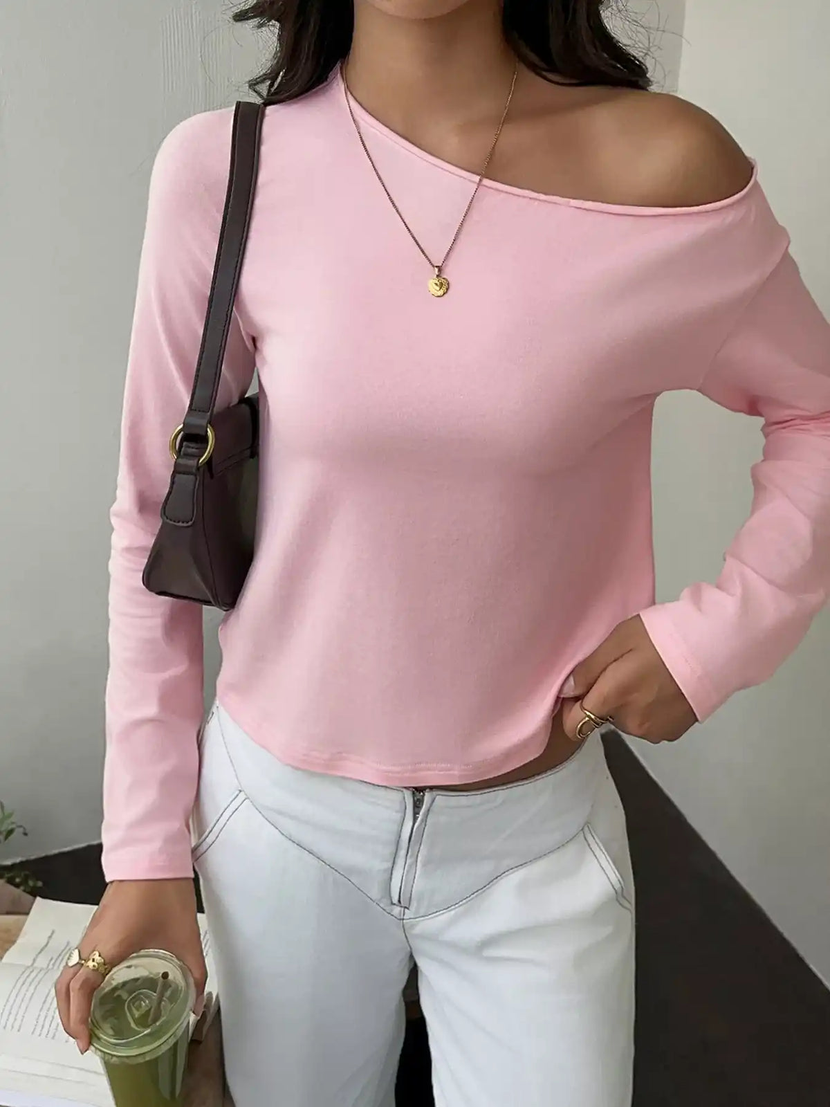 One-Shoulder Long Sleeve T-Shirt 101001260571131 35 Affordable Fashion Under $100 Jerry's Apparel 