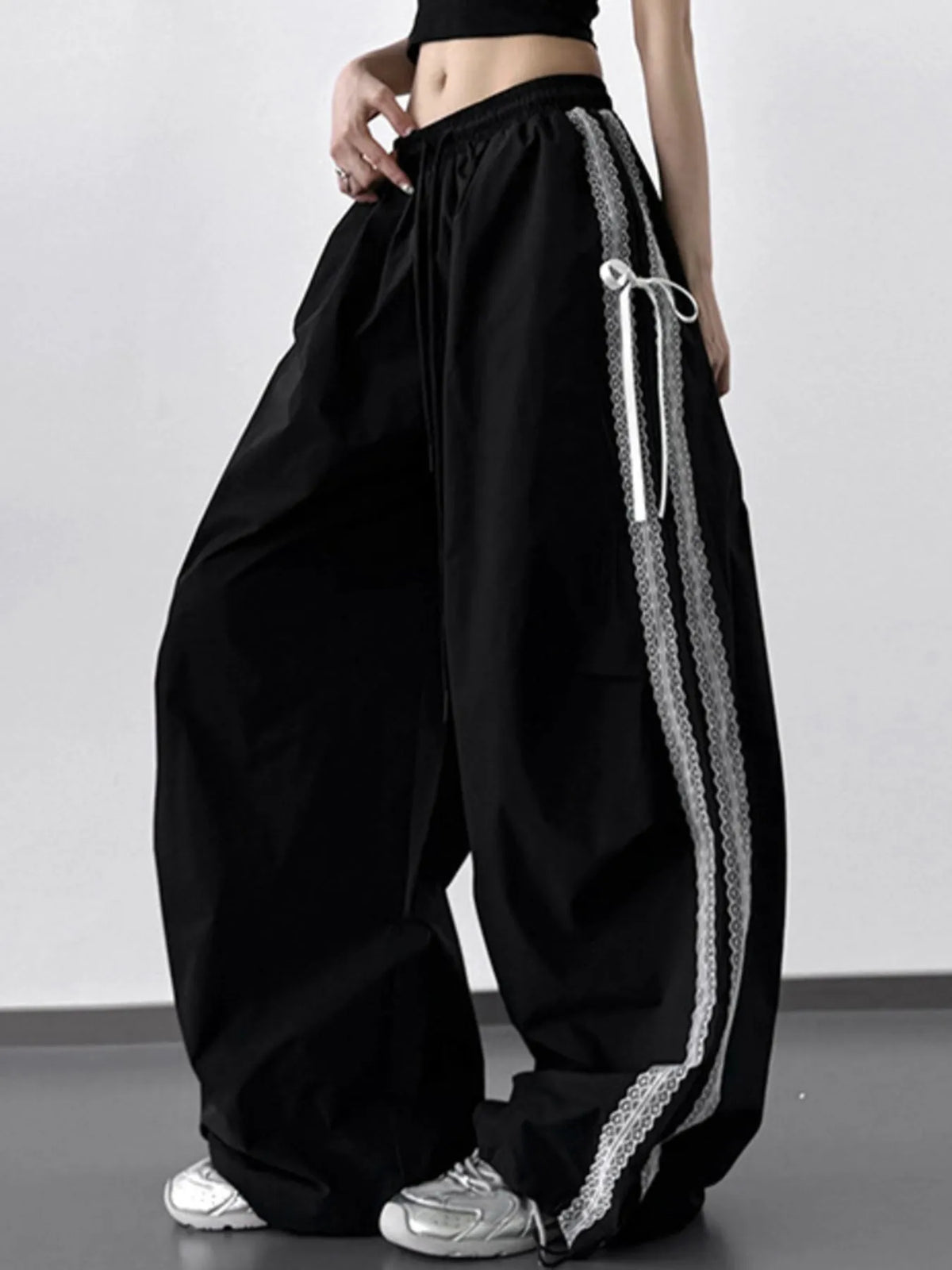 Lace Detail Wide Leg Pants