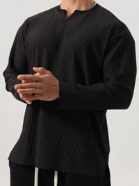 Men's Plus Size Notched Long Sleeve Top