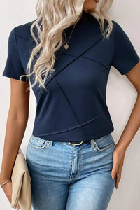 Solid Color Round Neck T Shirt