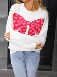 Valentine's Day Heart Bow Round Neck Sweater 100100274618336 49 Affordable Fashion Under $100 Jerry's Apparel 