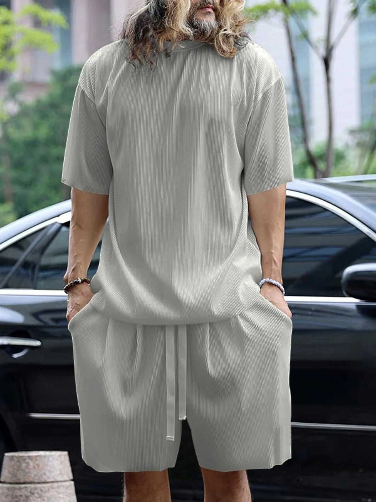 Men's Full Size Round Neck Short Sleeve Top and Shorts Set Plus Size 100400436735405 35 Affordable Fashion Under $100 Jerry's Apparel 