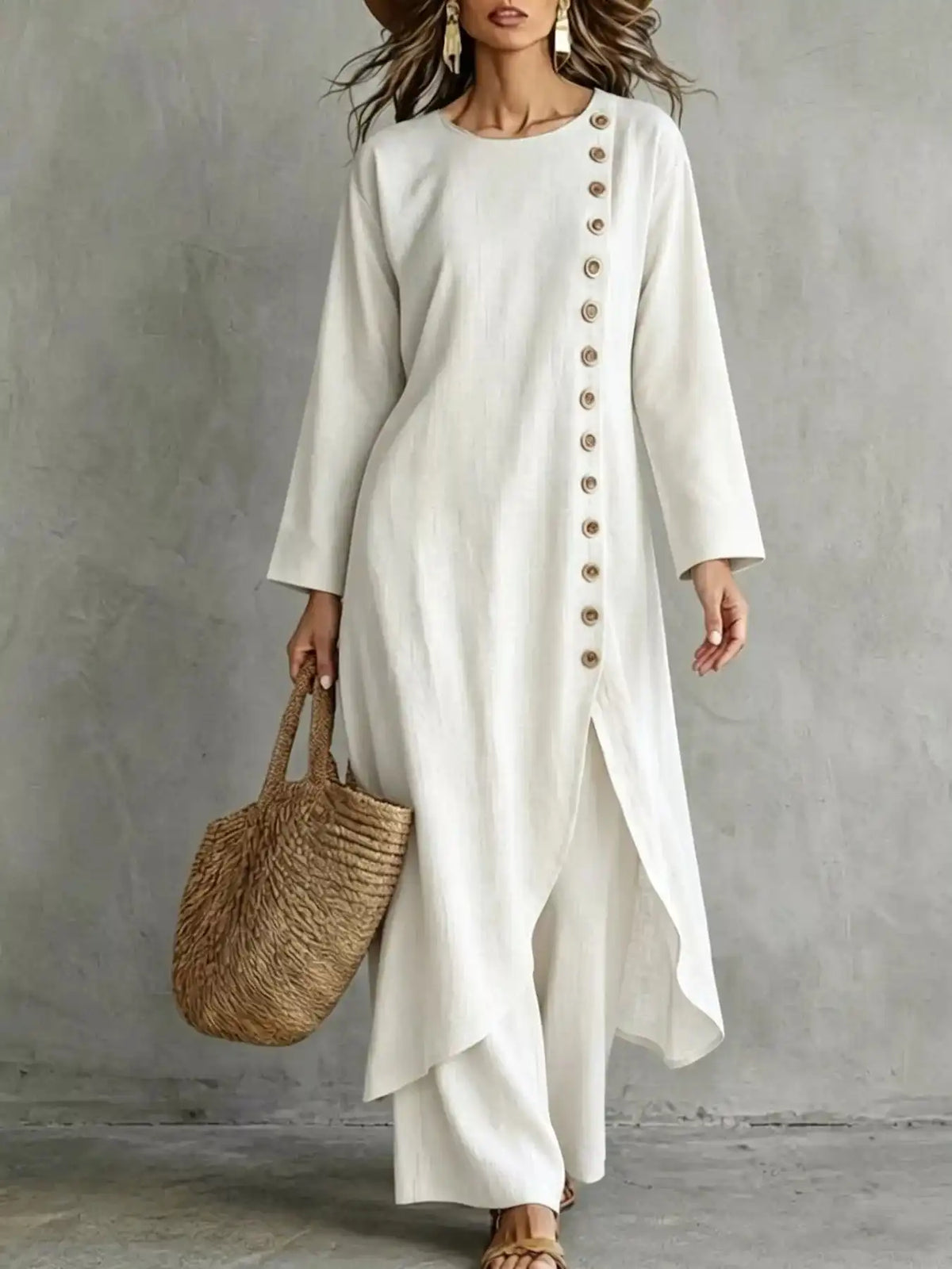 Full Size Side-Buttoned Longline Top and Pants Set Plus Size 101001327097524 51 Affordable Fashion Under $100 Jerry's Apparel 