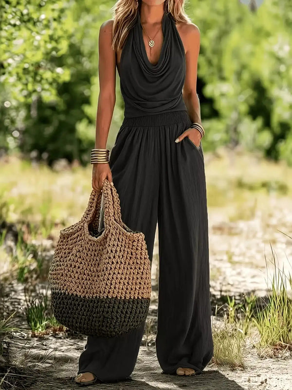 Halter Neck Top and Wide Leg Pants Set 101001122979956 66 Affordable Fashion Under $100 Jerry's Apparel 