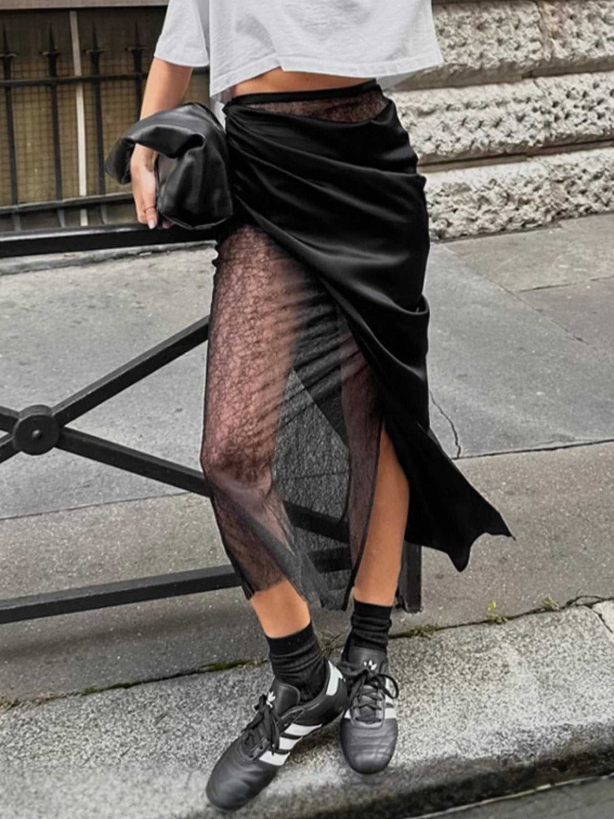 Lace Panel Midi Skirt 100100659325646 36 Affordable Fashion Under $100 Jerry's Apparel 