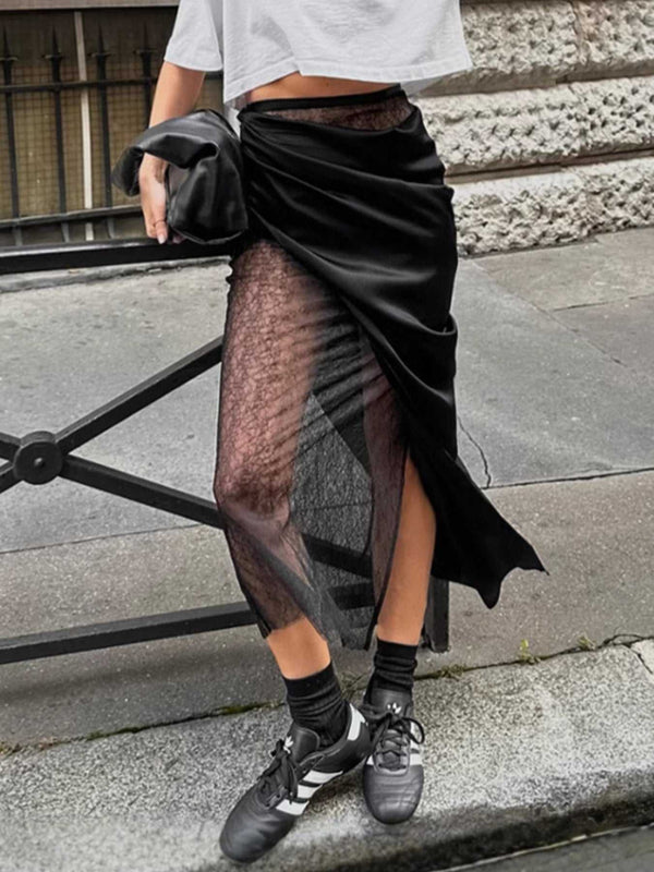 Lace Panel Midi Skirt 100100659325646 36 Affordable Fashion Under $100 Jerry's Apparel 