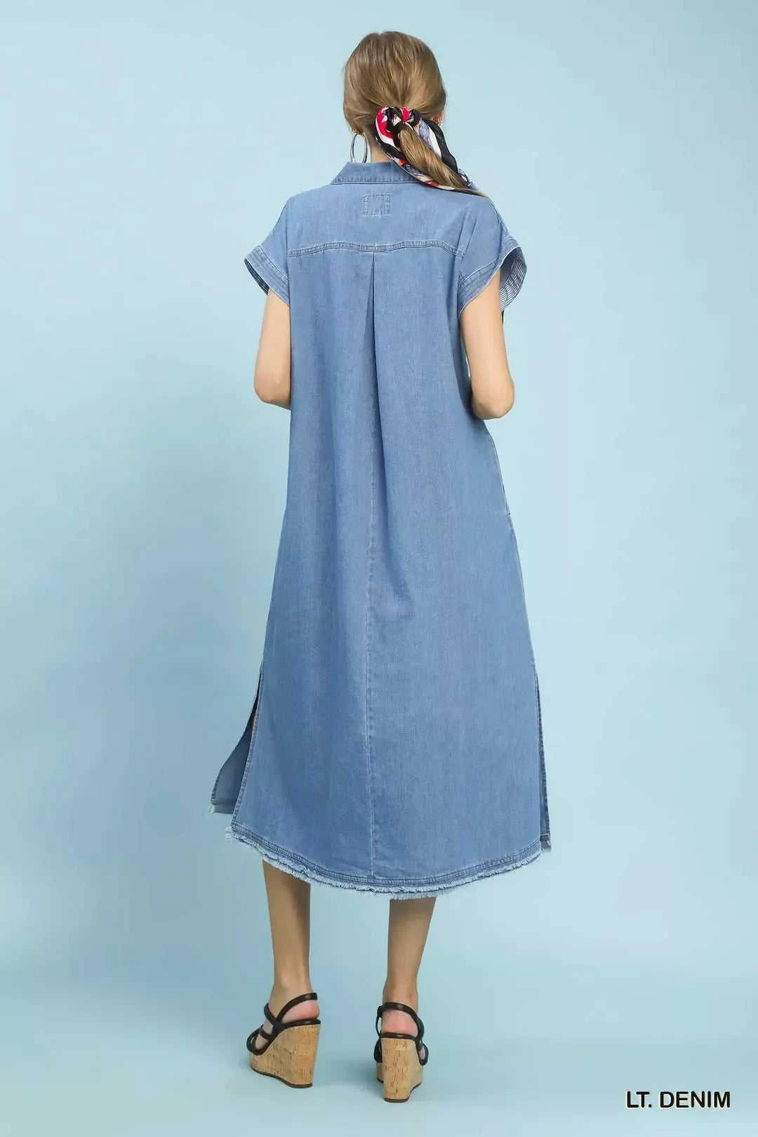 Umgee Stone Washed Collared Denim Midi Dress 100100956431073 57 Affordable Fashion Under $100 Jerry's Apparel 