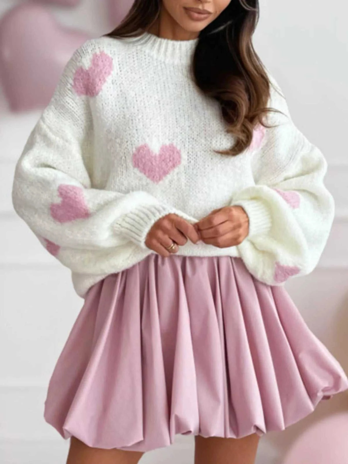 Heart Round Neck Knitted Sweater 100100221049836 50 Affordable Fashion Under $100 Jerry's Apparel 