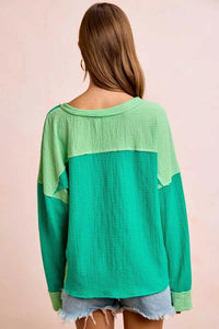 BiBi Textured Jersey Color Block Top With Cut Edge 100100024741269 41 Affordable Fashion Under $100 Jerry's Apparel 