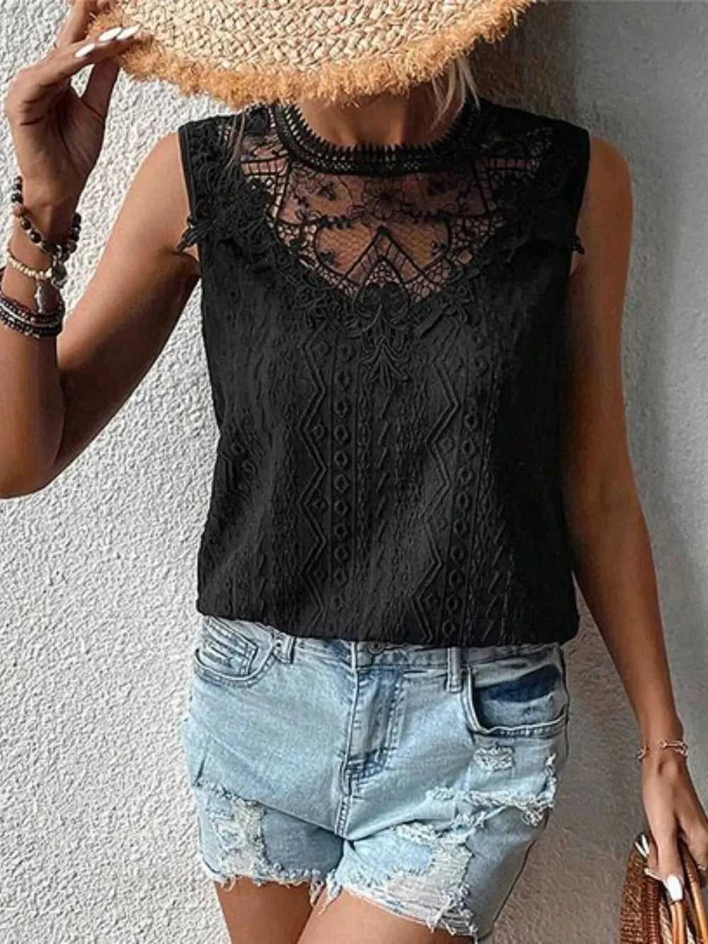 Lace Eyelet Sleeveless Top 100100054601277 29 Affordable Fashion Under $100 Jerry's Apparel 