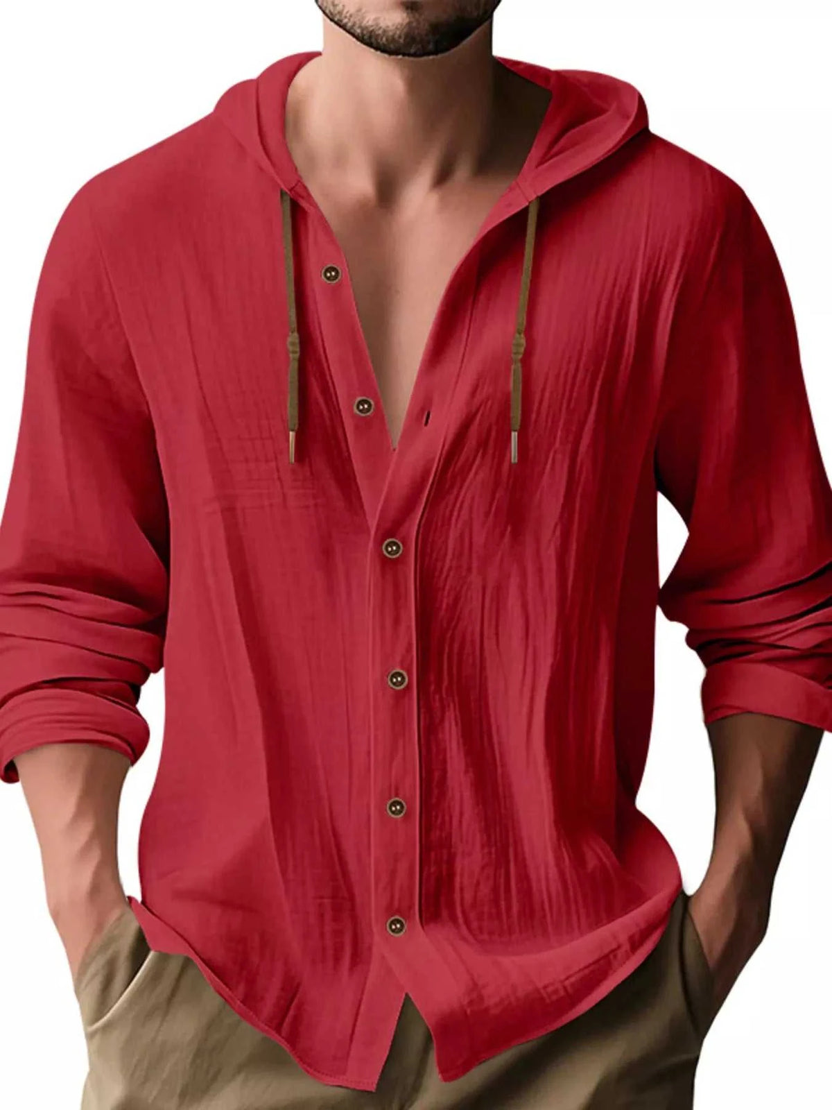 Men's Full Size Drawstring Button Up Hooded Shirt Plus Size 100400342526888 29 Affordable Fashion Under $100 Jerry's Apparel 