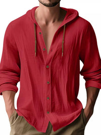 Men's Full Size Drawstring Button Up Hooded Shirt Plus Size 100400342526888 29 Affordable Fashion Under $100 Jerry's Apparel 
