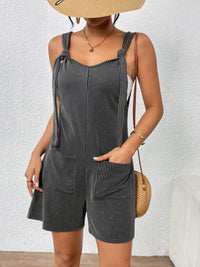Knotted Strap Romper with Pockets