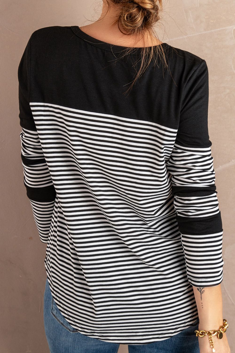 Striped Round Neck Long Sleeve T-Shirt