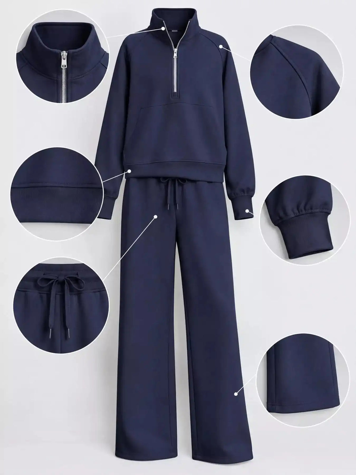 Half-Zip Sweatshirt and Wide-Leg Pants Set 101001840100593 40 Gifts for Her Jerry's Apparel 
