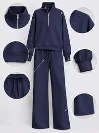 Half-Zip Sweatshirt and Wide-Leg Pants Set 101001840100593 40 Gifts for Her Jerry's Apparel 