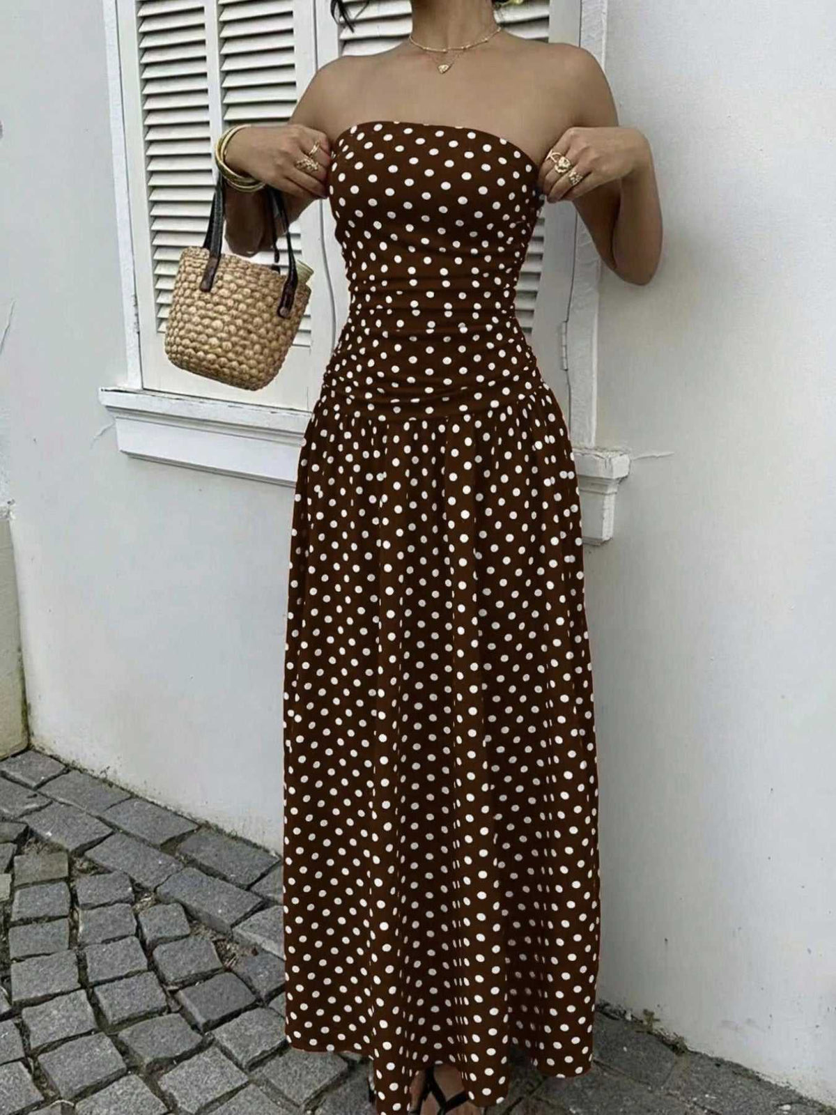 Polka Dot Strapless Maxi Dress 100100020937955 31 Gifts for Her Jerry's Apparel 