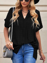 Notched Short Sleeve Blouse 100100089501470 33 Affordable Fashion Under $100 Jerry's Apparel 