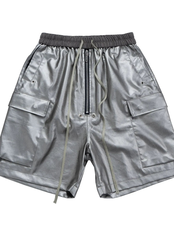 Men's Cargo Style Metallic Zipper Shorts