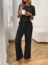 Ribbed Knit Short Sleeve Top and Pants Lounge Set 100100838010625 40 Affordable Fashion Under $100 Jerry's Apparel 
