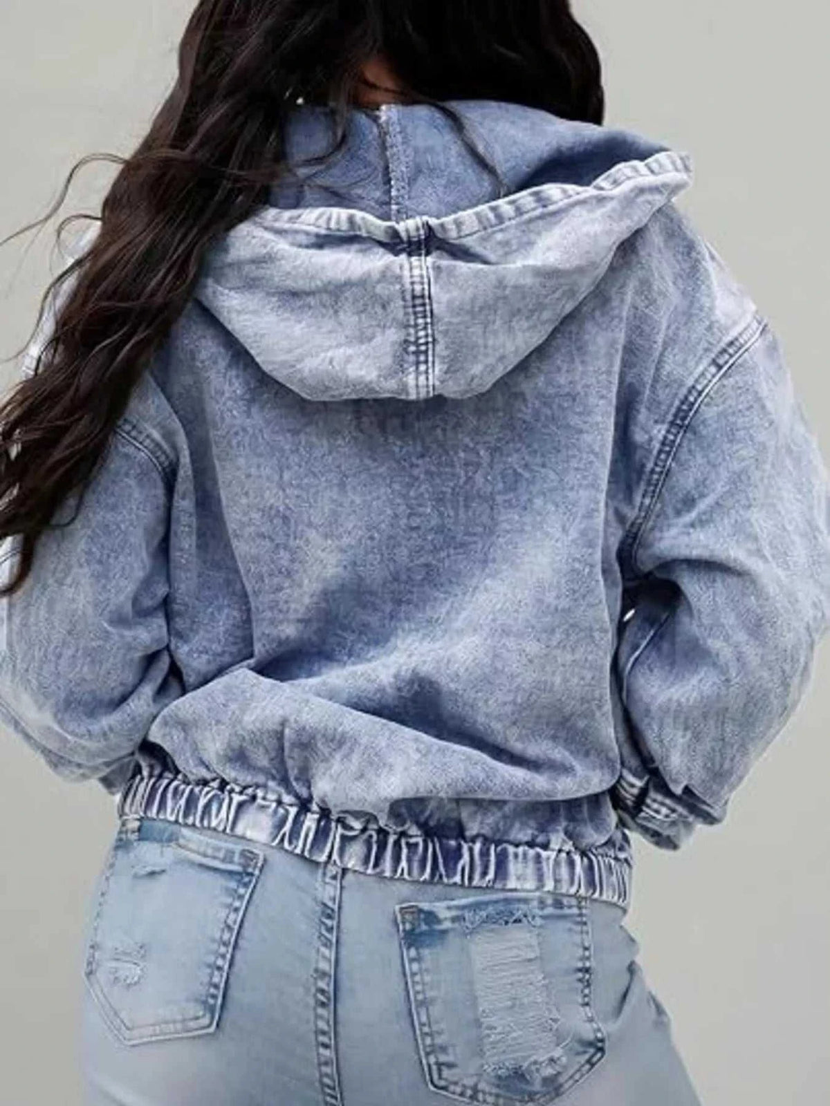 Vintage Washed Zip Up Hooded Denim Jacket 101003931573383 64 Affordable Fashion Under $100 Jerry's Apparel 