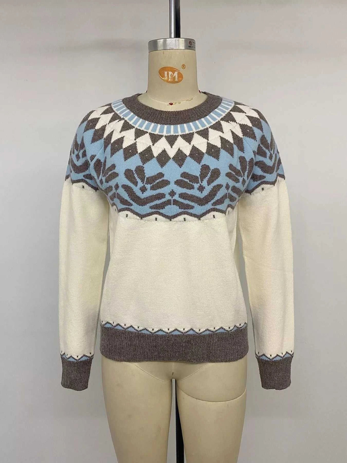 Fair Isle Pattern Round Neck Sweater 101002092682408 55 Affordable Fashion Under $100 Jerry's Apparel 