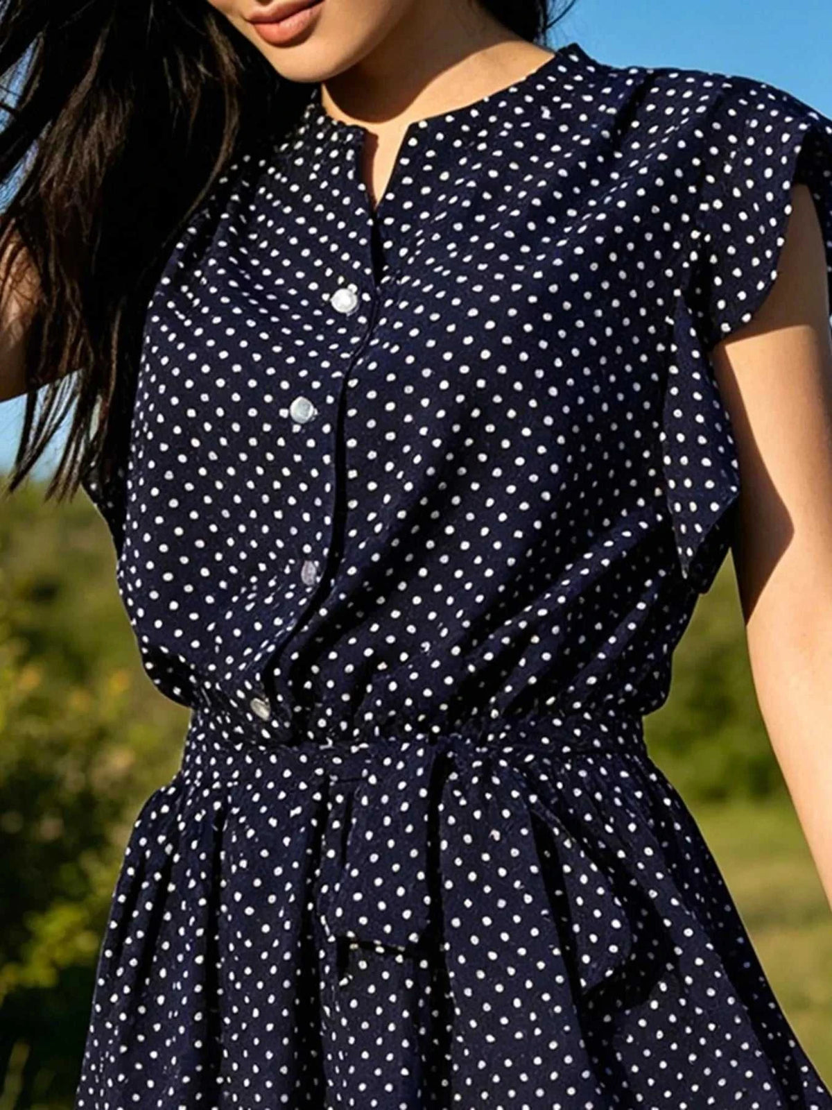 Polka Dot Ruffle Sleeve Tie Waist Dress 100100460465969 39 Gifts for Her Jerry's Apparel 