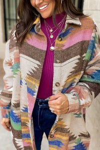 Geometric Button Up Long Sleeve Jacket 100100077991213 70 Affordable Fashion Under $100 Jerry's Apparel 