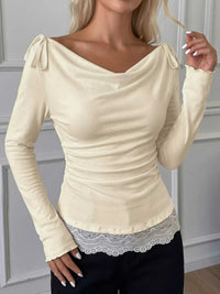 Lace Trim Long Sleeve T-Shirt 100100829031405 28 Affordable Fashion Under $100 Jerry's Apparel 