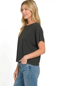 Zenana Round Neck Short Sleeve Cropped T-Shirt 100100475311872 22 Affordable Fashion Under $100 Jerry's Apparel 
