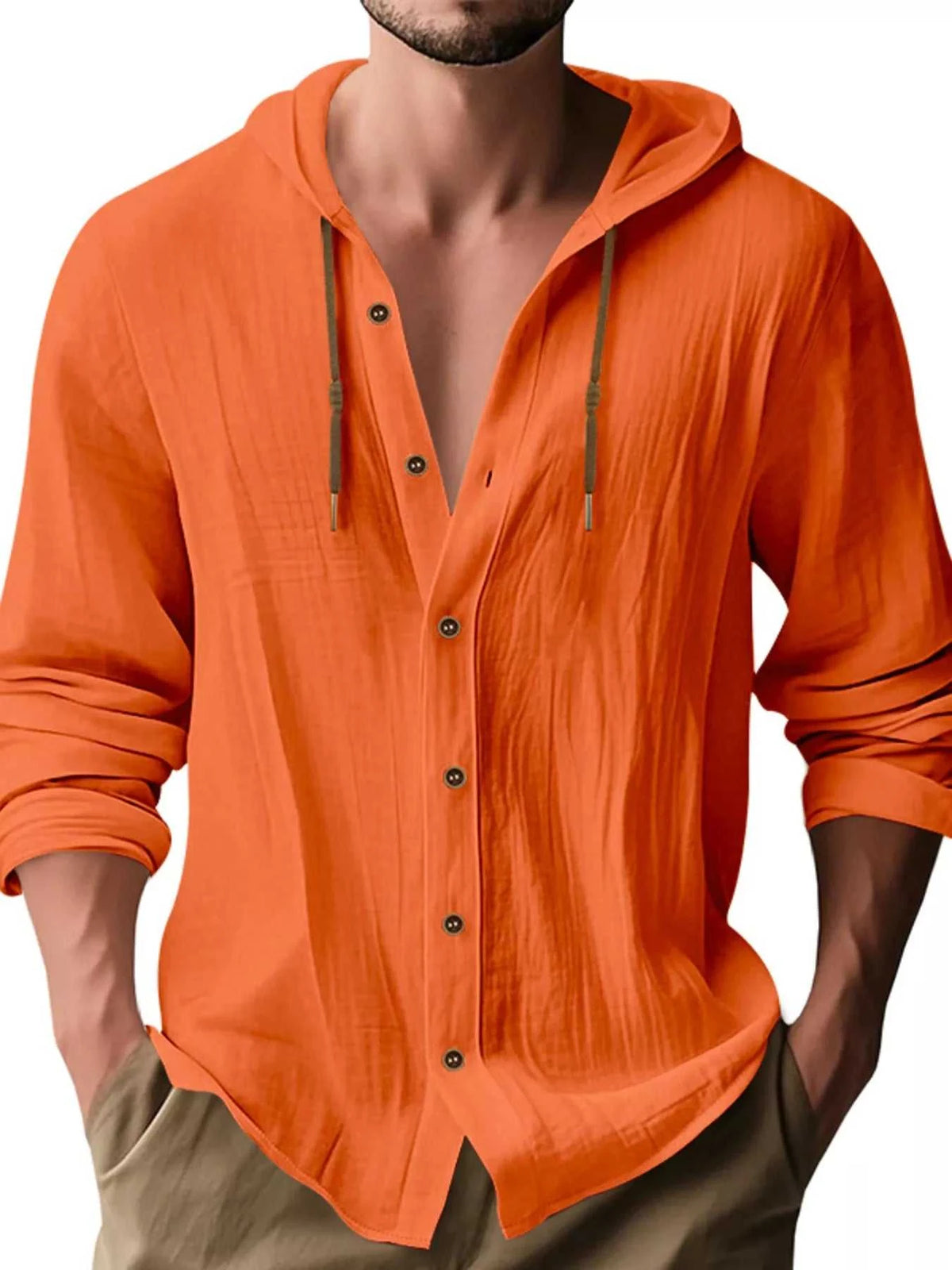 Men's Full Size Drawstring Button Up Hooded Shirt Plus Size 100400342526888 29 Affordable Fashion Under $100 Jerry's Apparel 