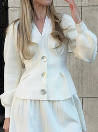 Button-Up V-Neck Knit Cardigan 100100369004478 59 Women's Sweaters and Knitwear Jerry's Apparel 